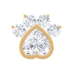 Heart Shape Diamond Dog Paw Print Earring