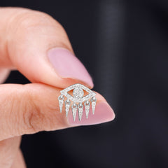 Diamond Evil Eye Earring for Upper Lobe Piercing