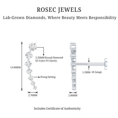 Brilliant Cut Diamond Ear Climber Earring for Helix Piercing