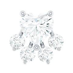 Heart Shape Diamond Dog Paw Earring for Helix Piercing