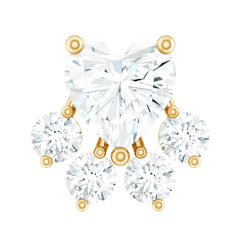 Heart Shape Diamond Dog Paw Earring for Helix Piercing