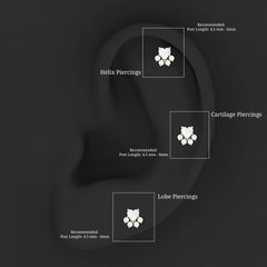 Heart Shape Diamond Dog Paw Earring for Helix Piercing