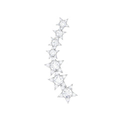 Certified Diamond Star Ear Cuff Earring for Helix Piercing