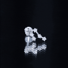 Round Diamond Gemini Zodiac Cartilage Earring