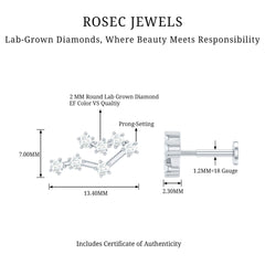 Round Diamond Gemini Zodiac Cartilage Earring
