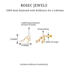 Certified Diamond Libra Constellation Piercing Earring