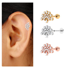 Unique Diamond Fan Cartilage Earring for Women