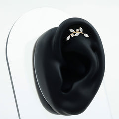Womens Marquise Diamond Leaf Crawler Earring