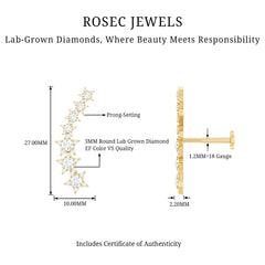 Graduated Diamond Star Crawler Earring for Helix Piercing