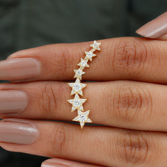 Graduated Diamond Star Crawler Earring for Helix Piercing