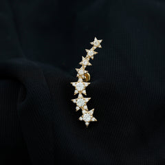 Graduated Diamond Star Crawler Earring for Helix Piercing