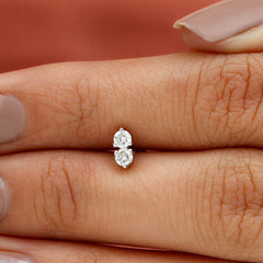 Natural Diamond 2 Stone Earring for Tragus Piercing