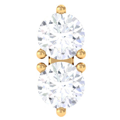 Natural Diamond 2 Stone Earring for Tragus Piercing