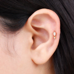 Pear Diamond Drop Earring for Helix Piercing