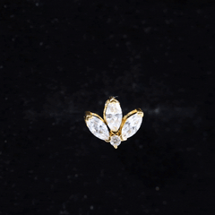 Marquise Diamond Lotus Flower Earring for Helix Piercing