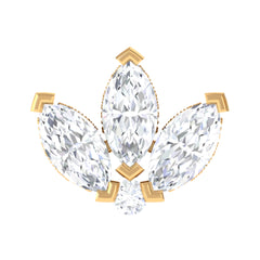 Marquise Diamond Lotus Flower Earring for Helix Piercing