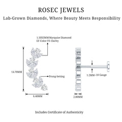 Nature Inspired Diamond Leaf Crawler Helix Earring