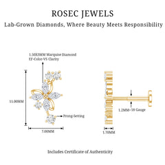 Diamond Flower Crawler Earring