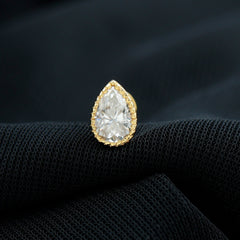 Solitaire Diamond Teardrop Stud Earring for Helix Piercing