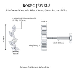 Marquise Shape Diamond Leaf Crawler Helix Earring