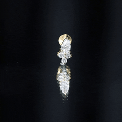 Pear and Round Diamond Earring for Helix Piercing