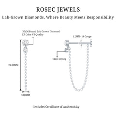 Certified Diamond Chain Drop Earring for Helix Piercing