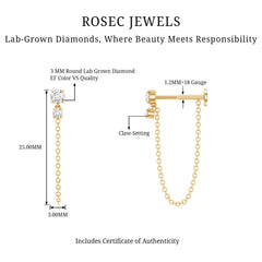 Certified Diamond Chain Drop Earring for Helix Piercing