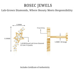 Certified Diamond Star Crawler Earring for Helix Piercing