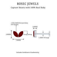 Marquise Ruby Leaf Cartilage Earring for Women