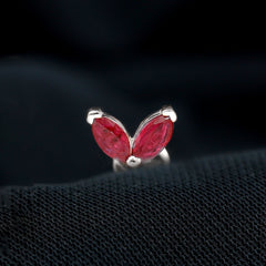 Marquise Ruby Leaf Cartilage Earring for Women