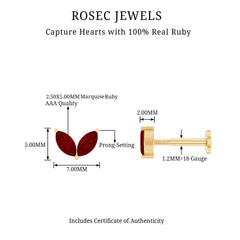 Marquise Ruby Leaf Cartilage Earring for Women