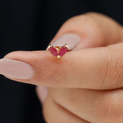 Marquise Ruby Leaf Cartilage Earring for Women