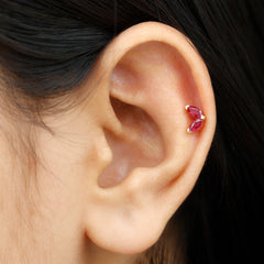 Marquise Ruby Leaf Cartilage Earring for Women