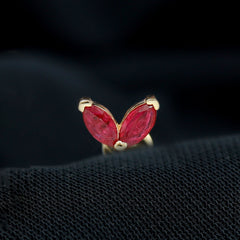Marquise Ruby Leaf Cartilage Earring for Women