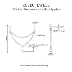 Marquise Moissanite Double Chain Earring for Women