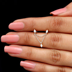 Marquise Moissanite Double Chain Earring for Women