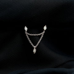 Marquise Moissanite Double Chain Earring for Women