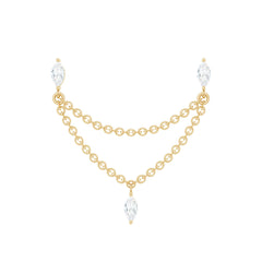 Marquise Moissanite Double Chain Earring for Women
