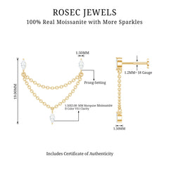 Marquise Moissanite Double Chain Earring for Women