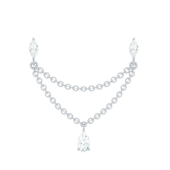 Moissanite Double Chain Earring for Helix Piercing
