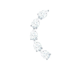Certified Pear Cut Moissanite Ear Crawler Earring