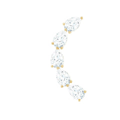 Certified Pear Cut Moissanite Ear Crawler Earring