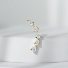 Certified Pear Cut Moissanite Ear Crawler Earring