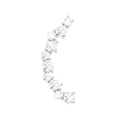 Round Cut Moissanite Ear Crawler Earring for Helix Piercing