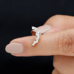 Round Cut Moissanite Ear Crawler Earring for Helix Piercing