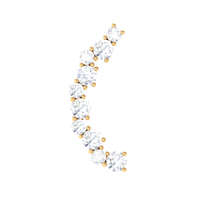 Round Cut Moissanite Ear Crawler Earring for Helix Piercing