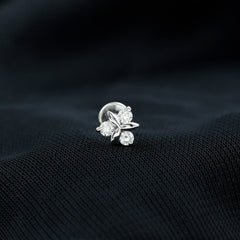 Brilliant Cut Diamond Floral Earring for Conch Piercing