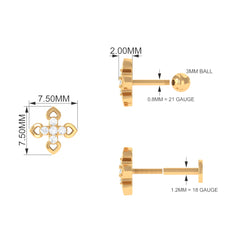 Real Diamond Floral Earring for Cartilage Piercing