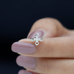 Real Diamond Floral Earring for Cartilage Piercing