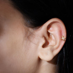Real Diamond Floral Earring for Cartilage Piercing